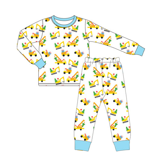 Baby Boys Christmas Tree Tractor Shirt Pants Pajamas Clothes Sets Preorder