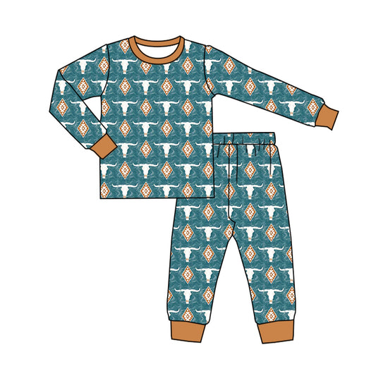 Baby Boys Western Cows Aztec Shirt Pants Pajamas Clothes Sets Preorder