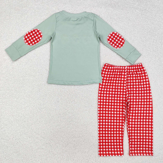 Baby Boys Christmas Santa Top Red Checkered Pants Outfits Sets