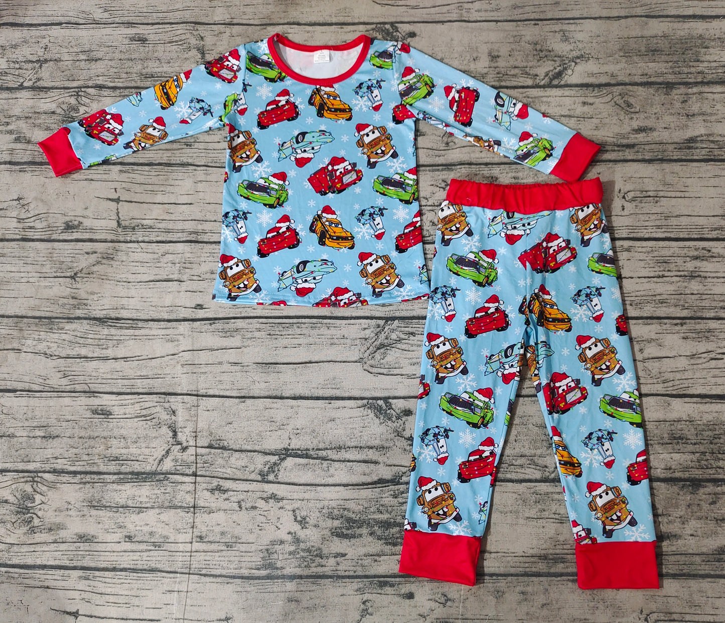 Baby Boys Christmas Car Race Bamboo Pajamas Clothes Sets