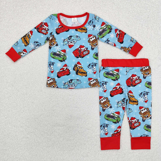 Baby Boys Christmas Car Race Bamboo Pajamas Clothes Sets