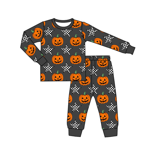 Baby Boys Halloween Pumpkin Stars Shirt Pants Pajamas Clothes Sets Preorder