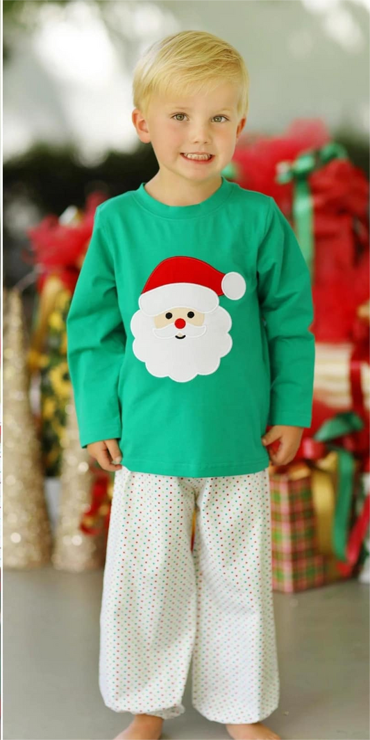 Baby Boys Christmas Green Santa Top Pants Pajamas Outfits Sets Preorder