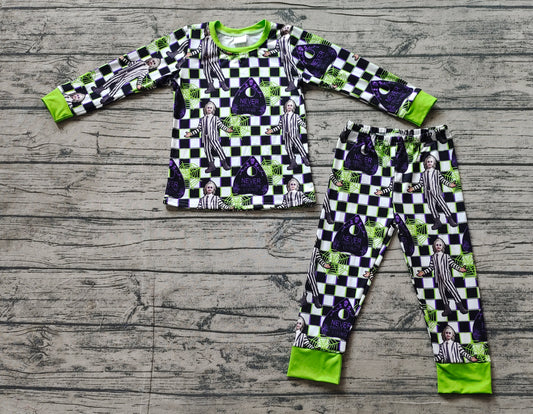 Baby Boys Halloween Green Spider Top Pants Pajamas Outfits Sets