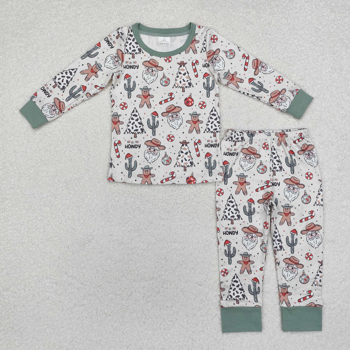 Sibling Baby Boys Christmas Long Sleeves Santa Gingerbread Top Pant Pajamas Sets
