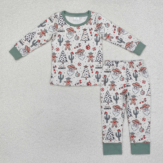 Sibling Girls Baby Boys Christmas Western Tree Rompers Pajamas