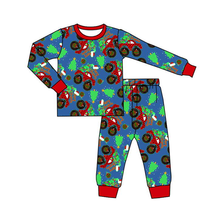 Baby Boys Christmas Tree Trucks Top Pants Pajamas Clothes Sets Preorder