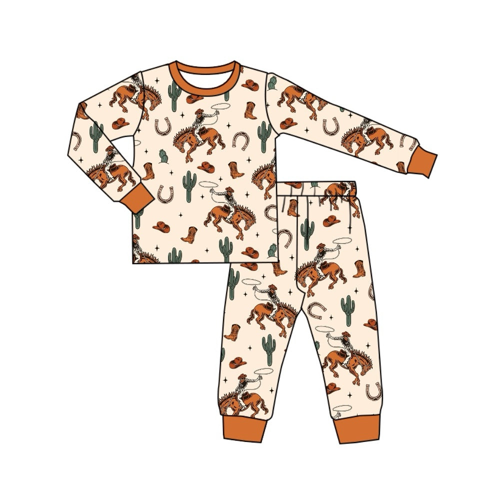 Baby Boys Western Rodeo Cactus Top Pants Pajamas Clothes Sets Preorder