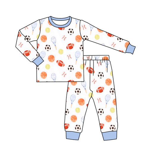 Baby Boys Football White Top Pants Pajamas Clothes Sets Preorder