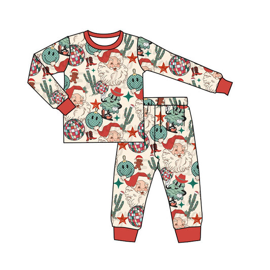 Baby Boys Christmas Western Santa Cactus Shirt Pajamas Clothes Sets Preorder