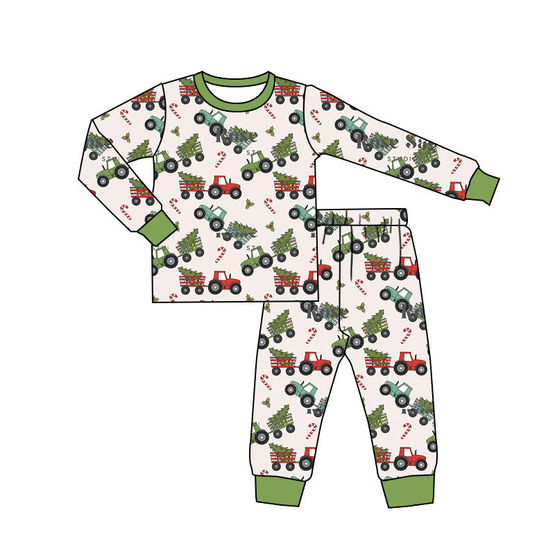 Baby Boys Christmas Tree Truck Shirt Pants Pajamas Clothes Sets Preorder