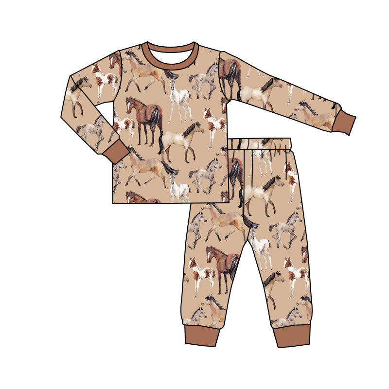 Baby Boys Horse Western Top Pants Pajamas Clothes Sets Preorder