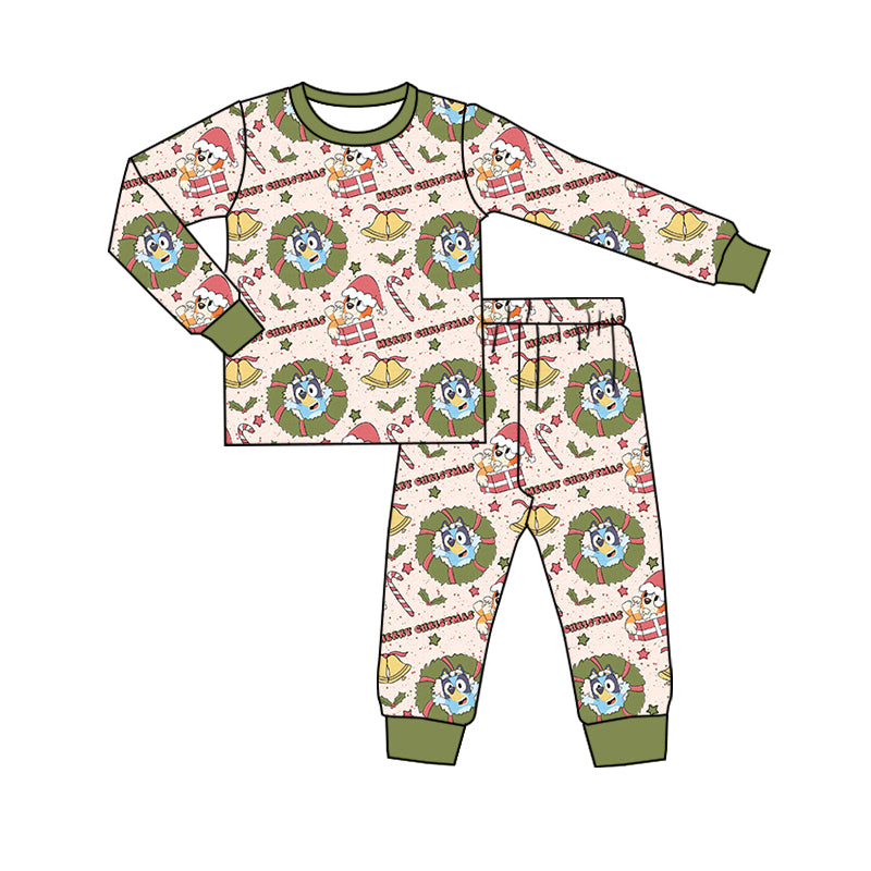 Baby Boys Christmas Dogs Green Top Pants Pajamas Clothes Sets Preorder