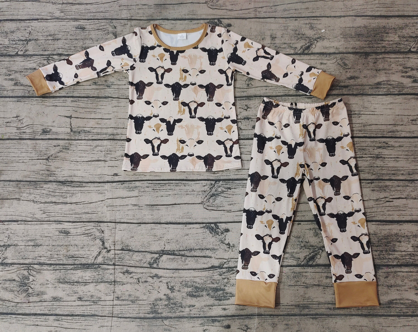 Baby Boys Western Cow Black Bamboo Pajamas Clothes Sets