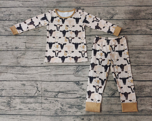 Baby Boys Western Cow Black Bamboo Pajamas Clothes Sets