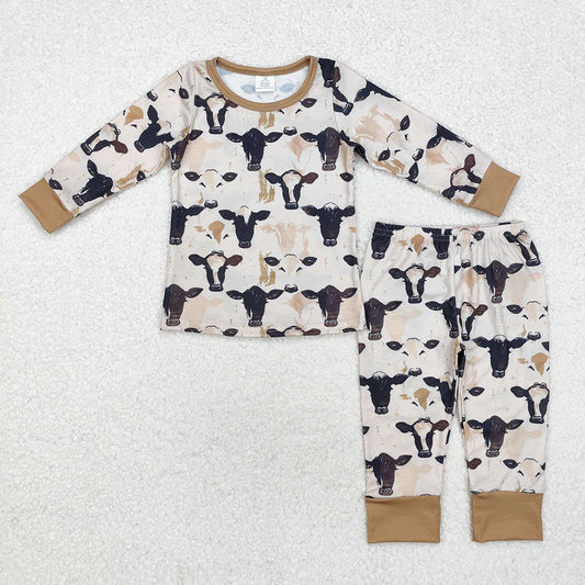 Baby Boys Western Cow Black Bamboo Pajamas Clothes Sets