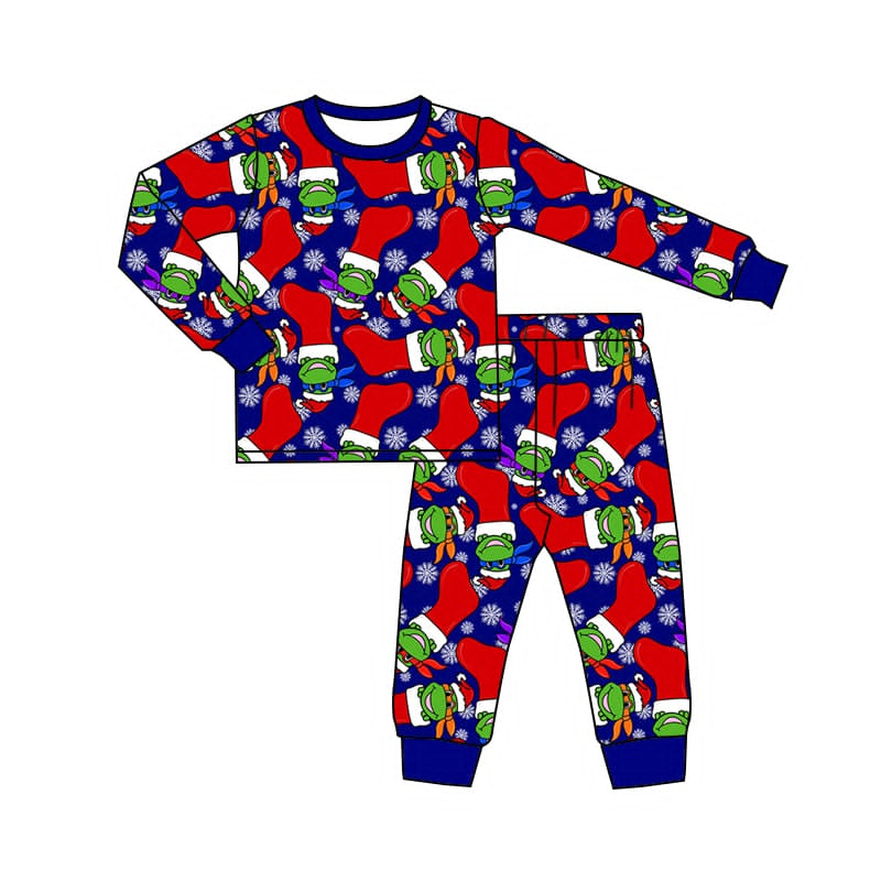 Baby Boys Christmas Frog Socks Shirt Pants Pajamas Clothes Sets preorder