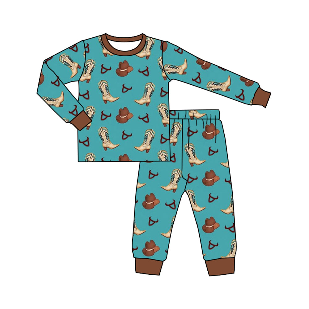 Baby Boys Western Boots Hats Top Pants Pajamas Clothes Sets Preorder