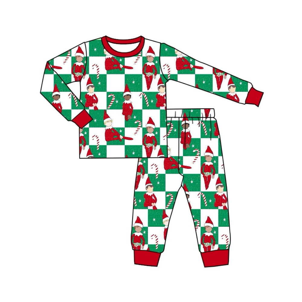 Baby Boys Green Christmas Shelf Top Pants Pajamas Clothes Sets Preorder