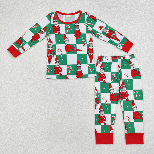 Baby Boys Green Christmas Shelf Bamboo Pajamas Clothes Sets