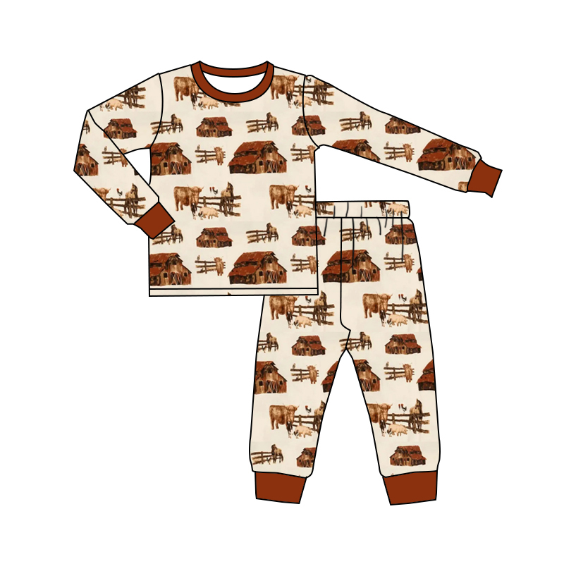 Baby Boys Farm House Animal Top Pants Pajamas Clothes Sets Preorder