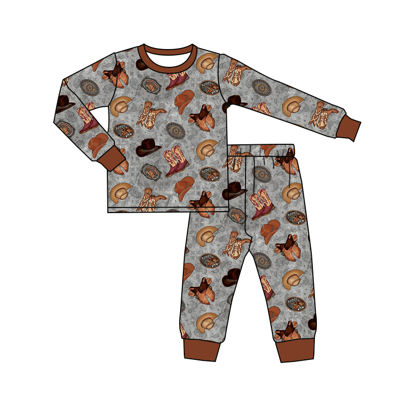 Baby Boys Western Cowboy Boots Top Pants Pajamas Clothes Sets Preorder