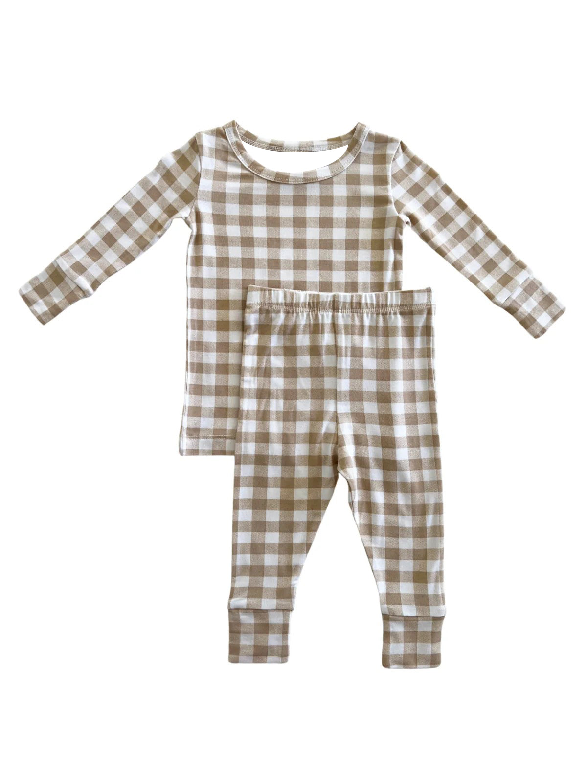 Baby Boys Khaki Checkered Top Pants Pajamas Outfits Clothes Sets Preorder