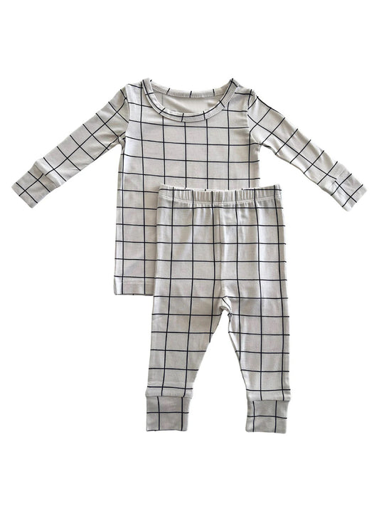 Baby Boys White Checkered Top Pants Pajamas Outfits Clothes Sets Preorder