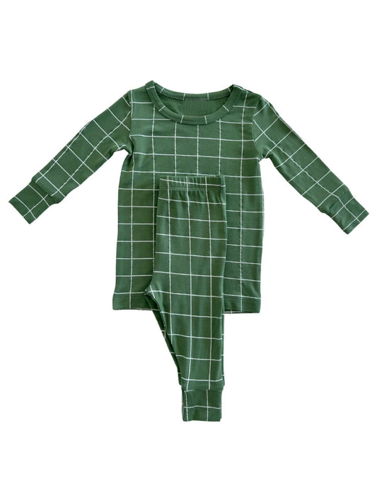 Baby Boys Light Green Checkered Top Pants Pajamas Outfits Clothes Sets Preorder