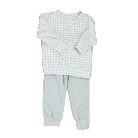 Baby Boys Green Checkered Top Pants Pajamas Outfits Clothes Sets Preorder