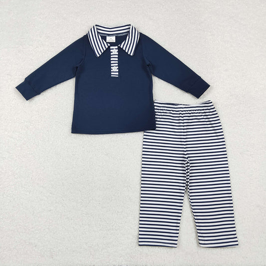 Baby Boys Navy Top Stripes Pants Outfits Sets