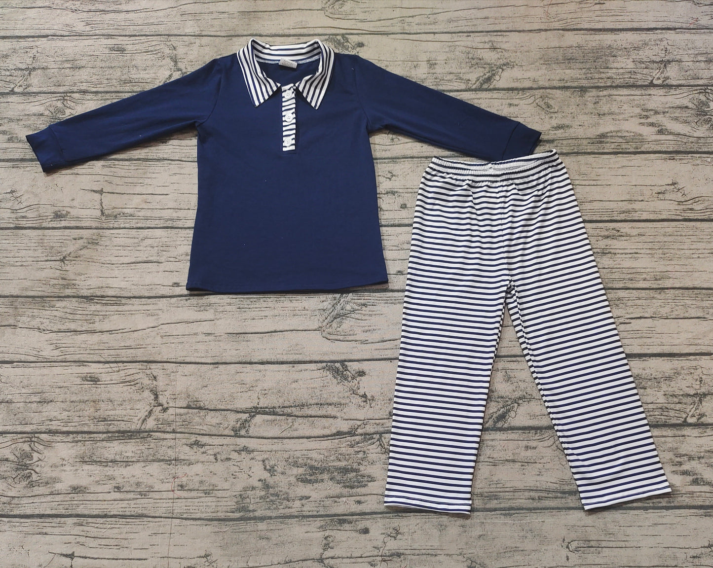 Baby Boys Navy Top Stripes Pants Outfits Sets