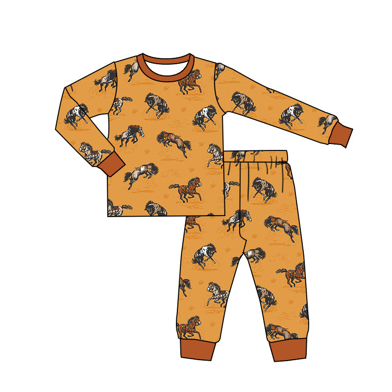 Baby Boys Western Horse Top Pants Pajamas Clothes Sets Preorder