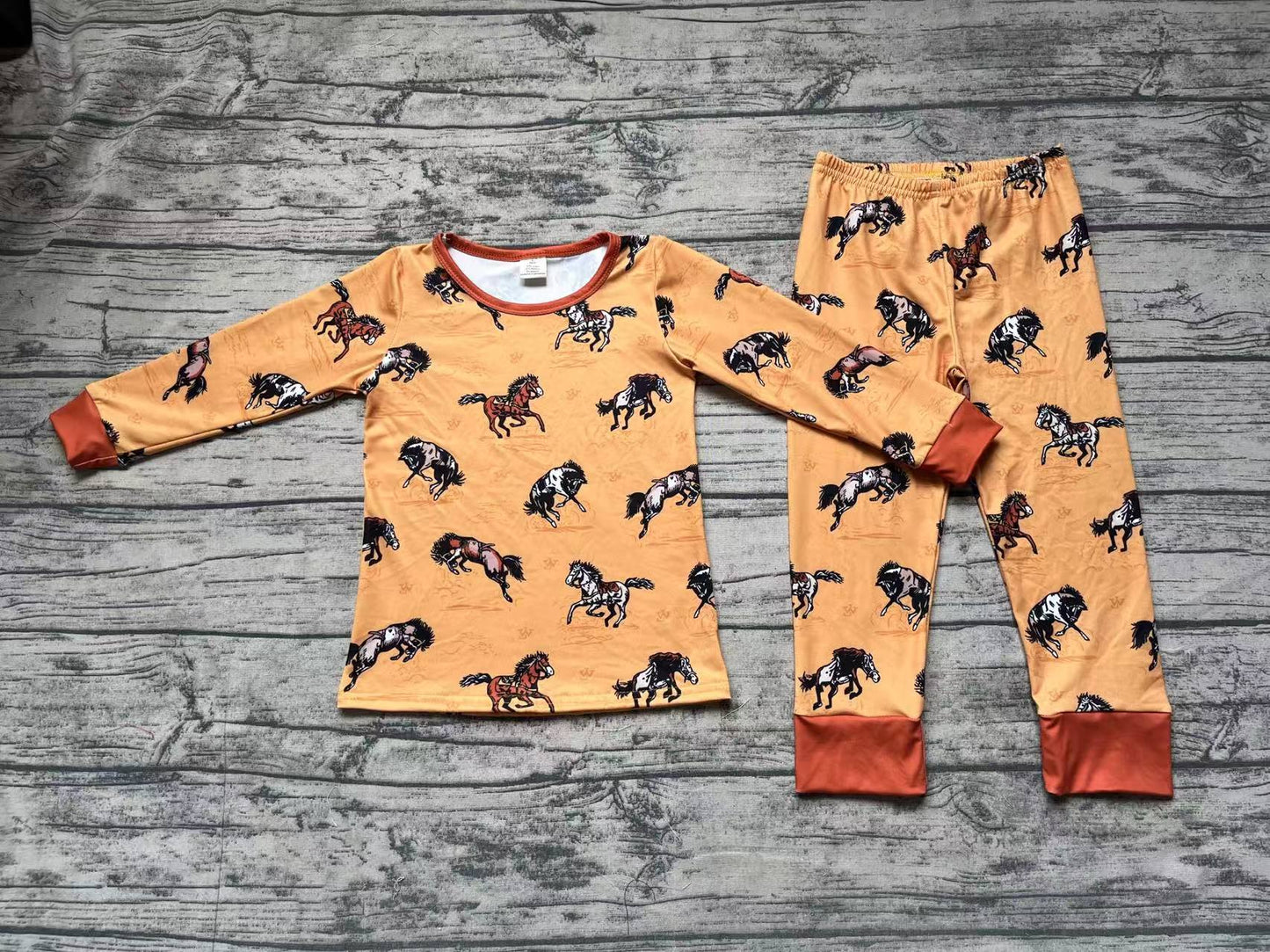 Baby Boys Western Horse Top Pants Pajamas Clothes Sets Preorder