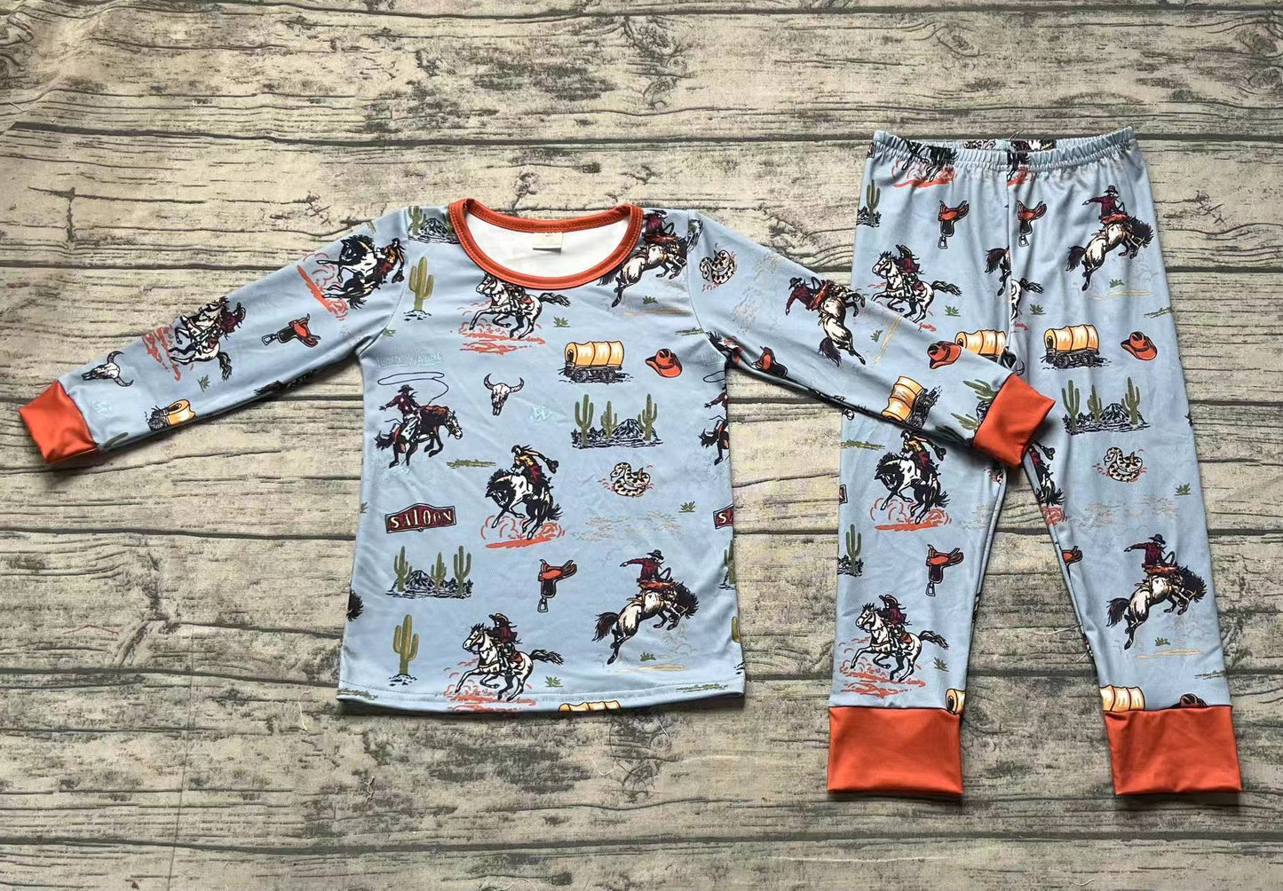 Baby Boys Western Rodeo Top Pants Pajamas Clothes Sets Preorder