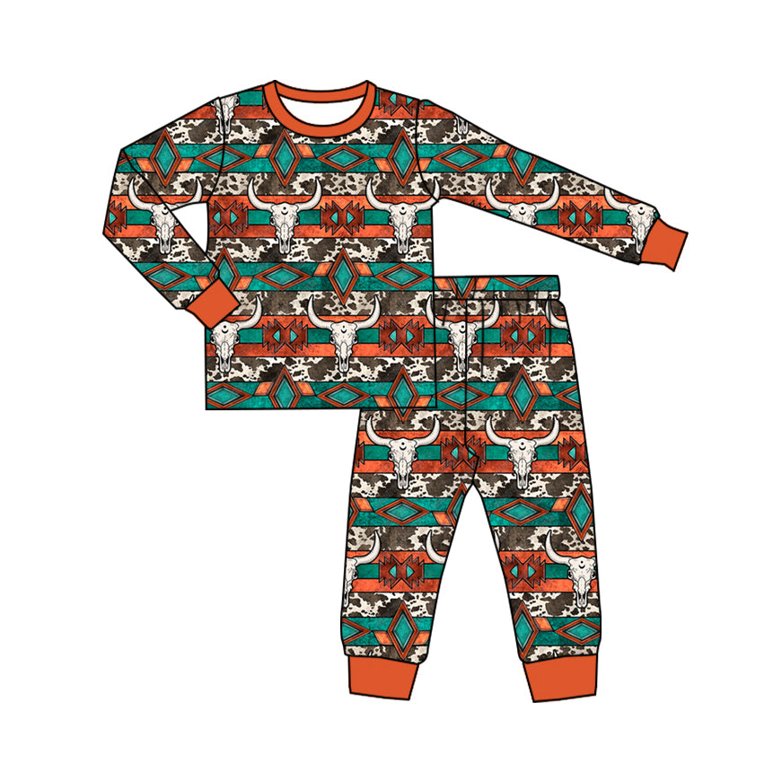 Baby Boys Western Cow Aztec Shirt Pants Pajamas Clothes Sets Preorder