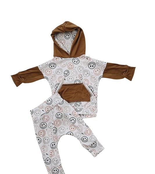 Baby Boys Smile Hooded Tops Jogger Pants Clothes Sets Preorder