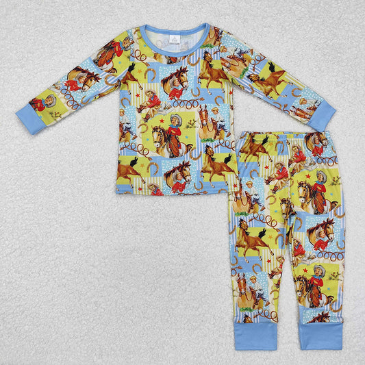 Baby Boys Cowboy Western Bamboo Pajamas Clothes Sets