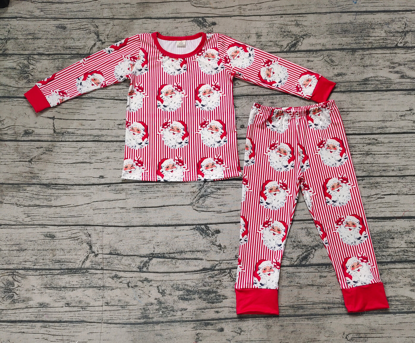 Baby Kids Christmas Stripes Santa Bamboo Pajamas Clothes Sets