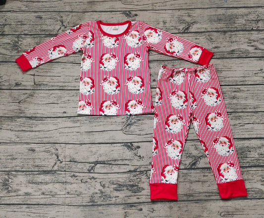 Baby Kids Christmas Stripes Santa Bamboo Pajamas Clothes Sets