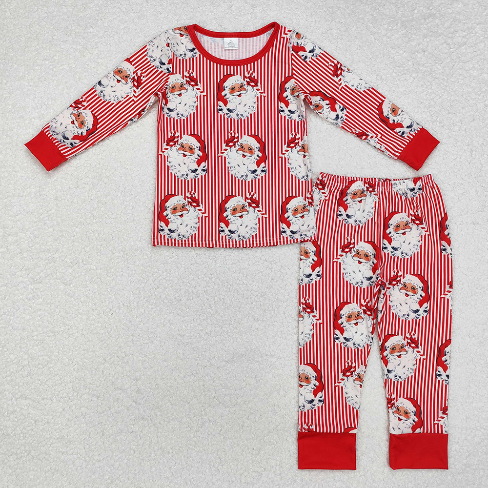 Baby Kids Christmas Stripes Santa Bamboo Pajamas Clothes Sets