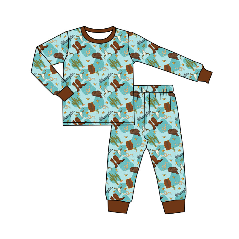 Baby Boys Western Boots Cactus Top Pants Pajamas Clothes Sets Preorder