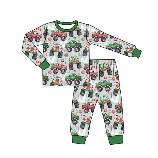 Baby Boys Christmas Trucks Top Pants Pajamas Clothes Sets Preorder