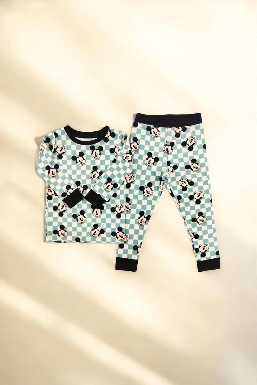 Baby Boys Mouse Checkered Top Pants Pajamas Clothes Sets Preorder