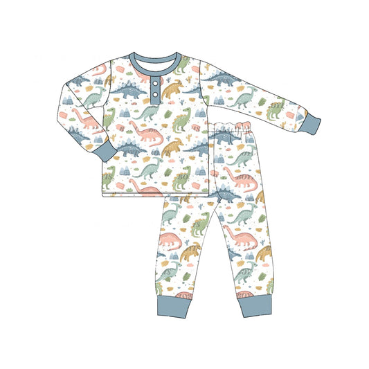 Baby Boys Blue Dinosaurs Top Pants Pajamas Outfits Clothes Sets Preorder