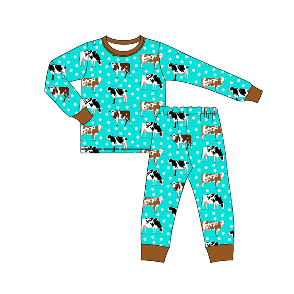 Baby Boys Western Cows Dots Top Pants Pajamas Clothes Sets Preorder