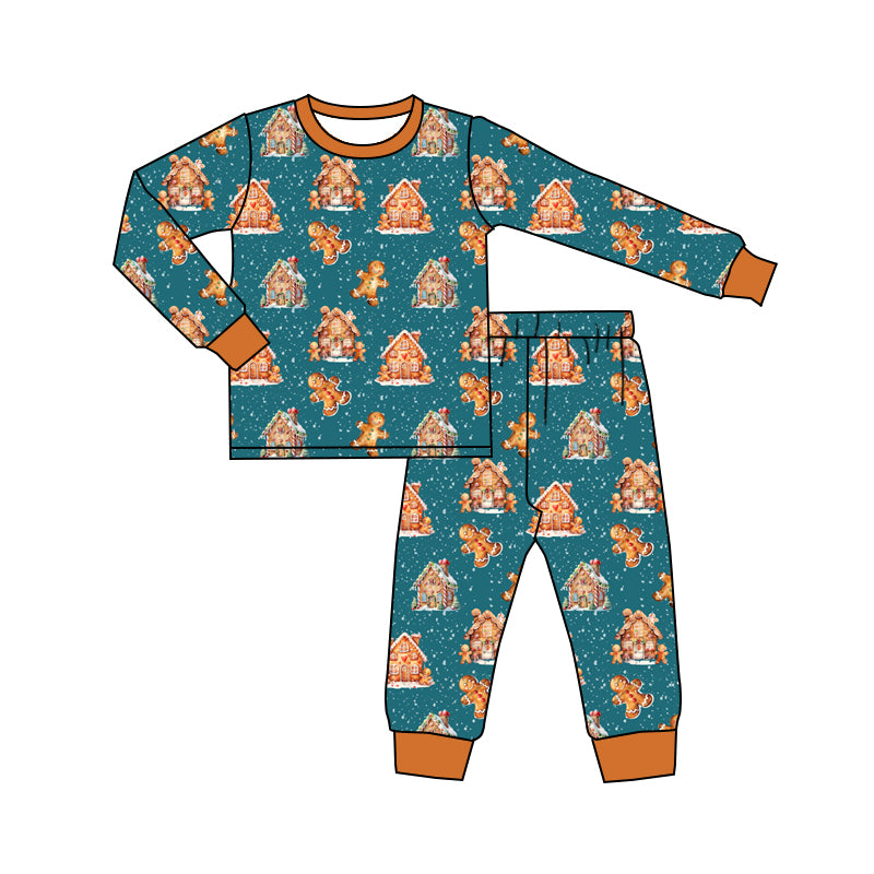 Baby Boys Christmas Gingerbread Top Pants Pajamas Clothes Sets Preorder