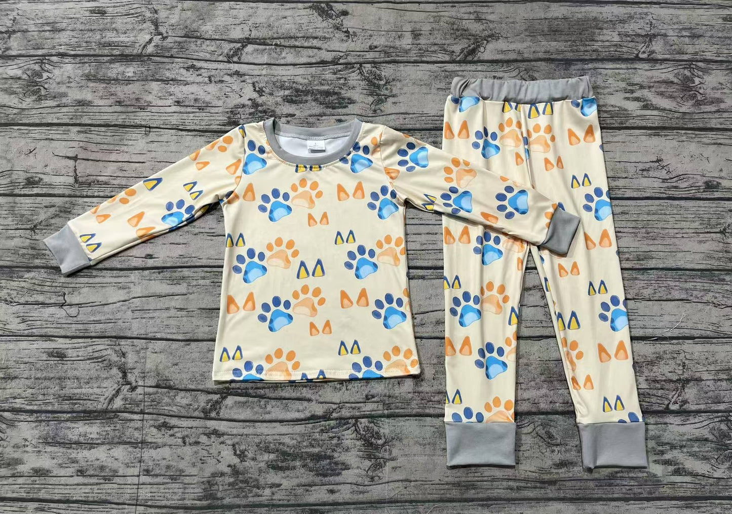 Baby Boys Dog Paw Top Pants Pajamas Clothes Sets