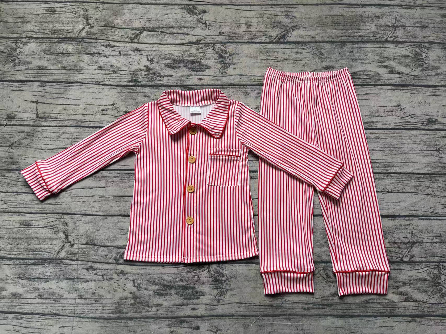 Baby Boys Red Stripes Buttons Shirts Pants Pajamas Clothes Sets Preorder