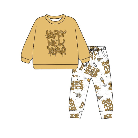 Baby Boys Happy New Year Top Pants Clothes Sets Preorder